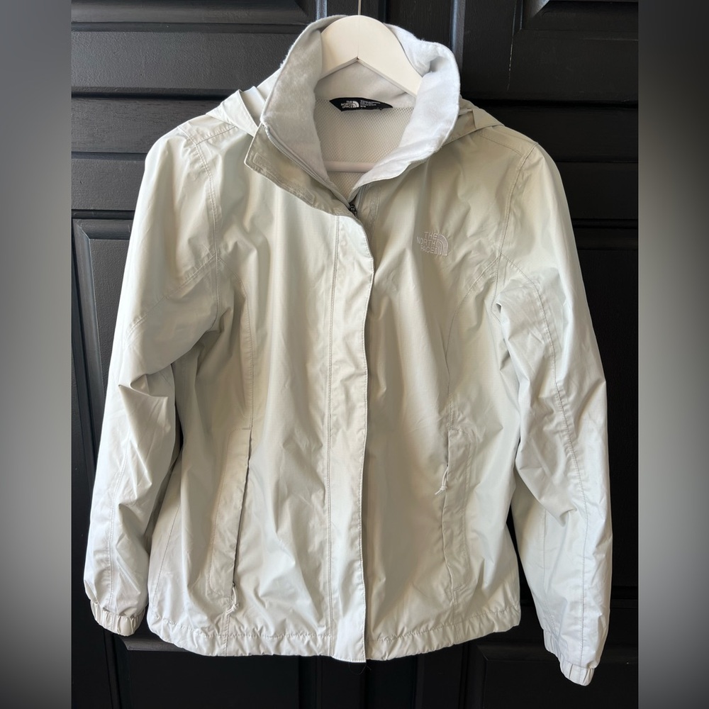 North Face Medium Off White Jacket with Hood